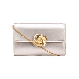 TED BAKER Bronze Leather Kira Rose Clutch With Chain Strap